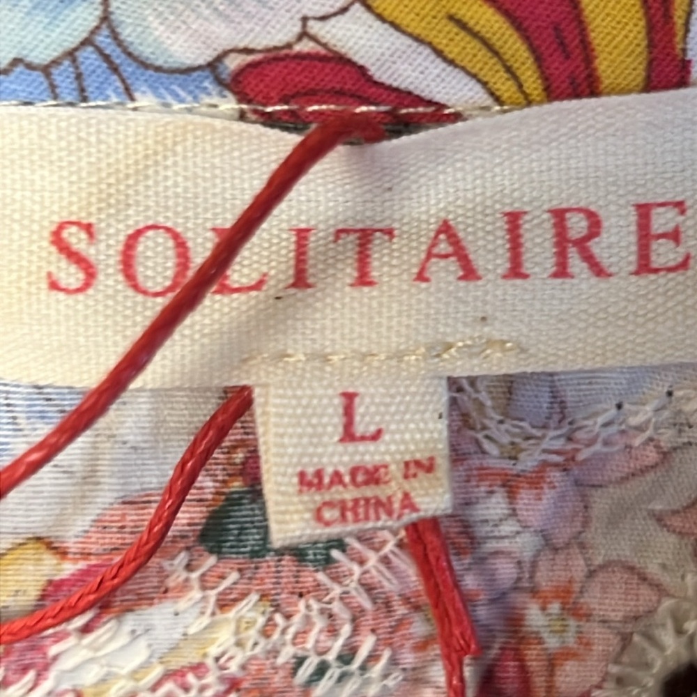 Solitaire Embroidered Eyelet Floral Top Women‎ L Pink Sleeveless Art To Wear NWT - Picture 4 of 12